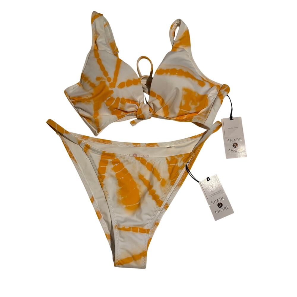 NWt shade and shore orange tie dye bikini set, 32 b / small